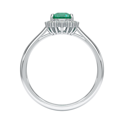 Pear Emerald Sunburst Ring