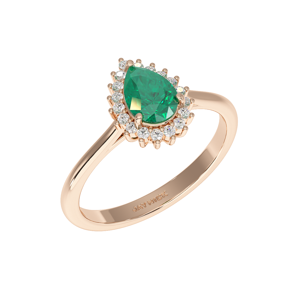 Pear Emerald Sunburst Ring