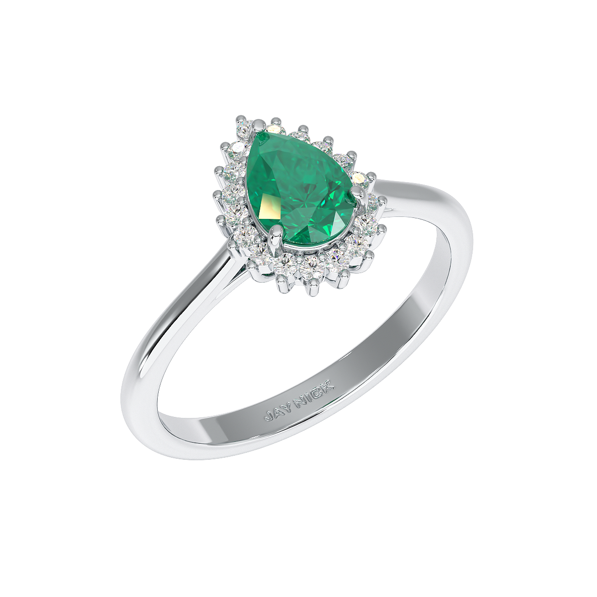 Pear Emerald Sunburst Ring