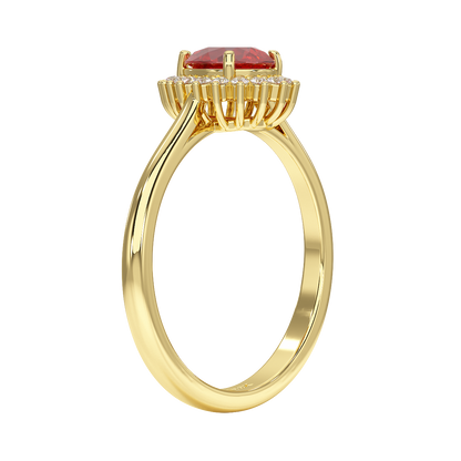 Pear Ruby Sunburst Ring