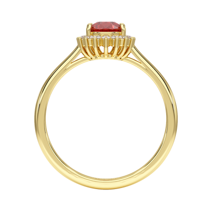 Pear Ruby Sunburst Ring