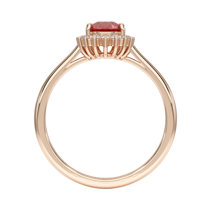 Pear Ruby Sunburst Ring