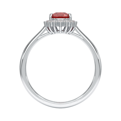 Pear Ruby Sunburst Ring