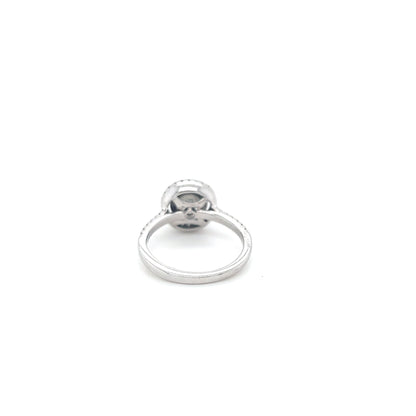 2.05ct Round Diamond Halo Engagement Ring 18K White Gold WGI Certificate