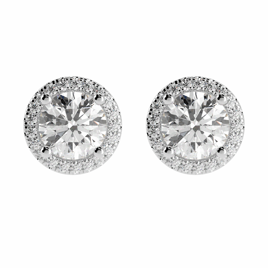 Halo Round Solitaire Stud Earrings