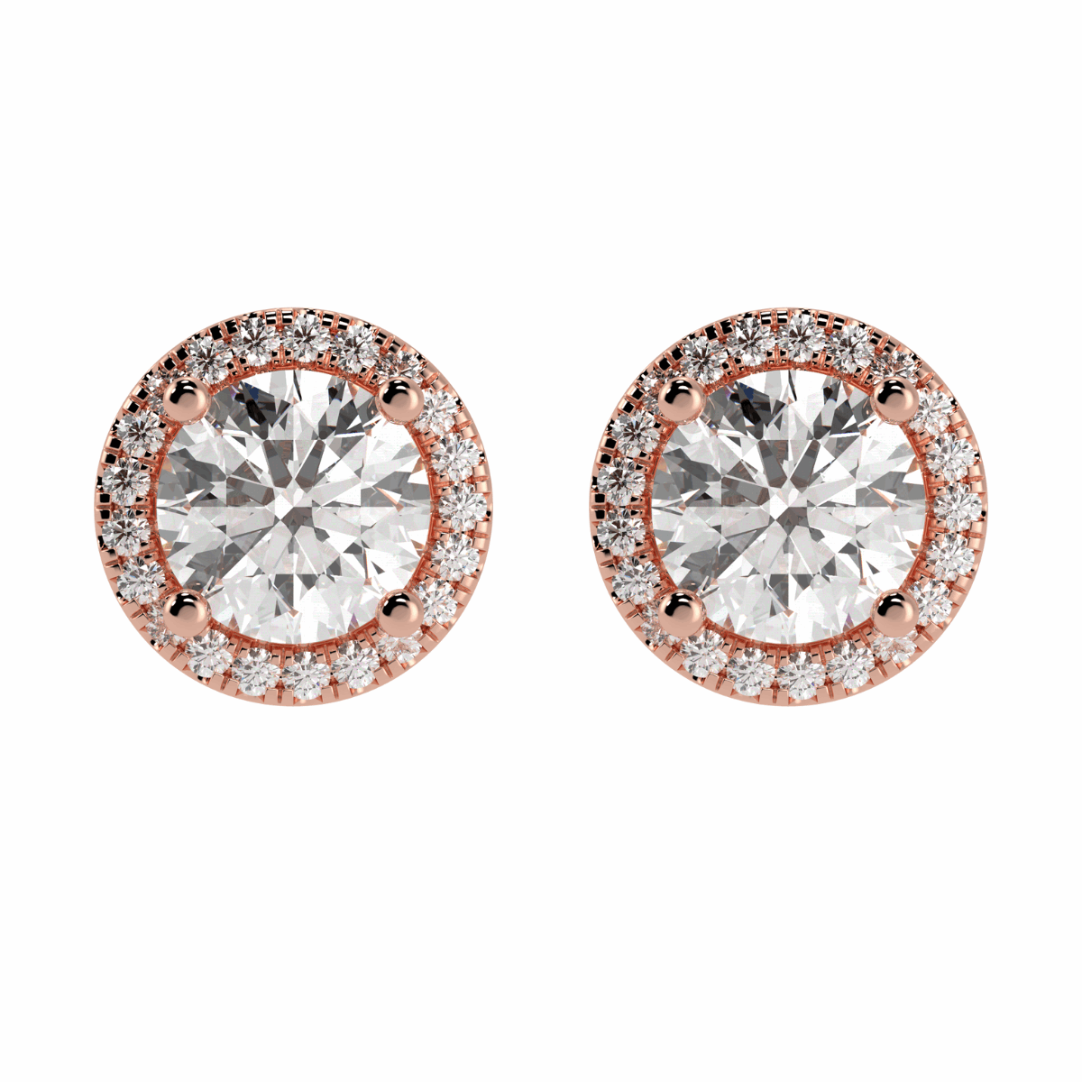 Halo Round Solitaire Stud Earrings