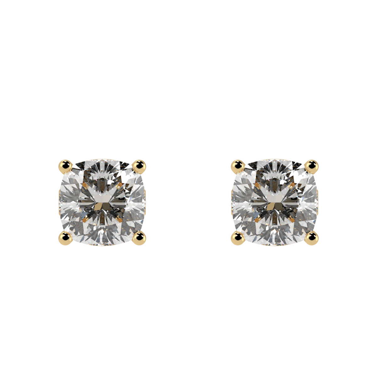 Cushion Solitaire Stud Earrings