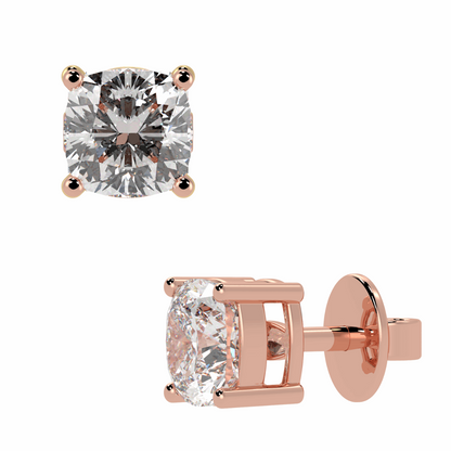 Cushion Solitaire Stud Earrings