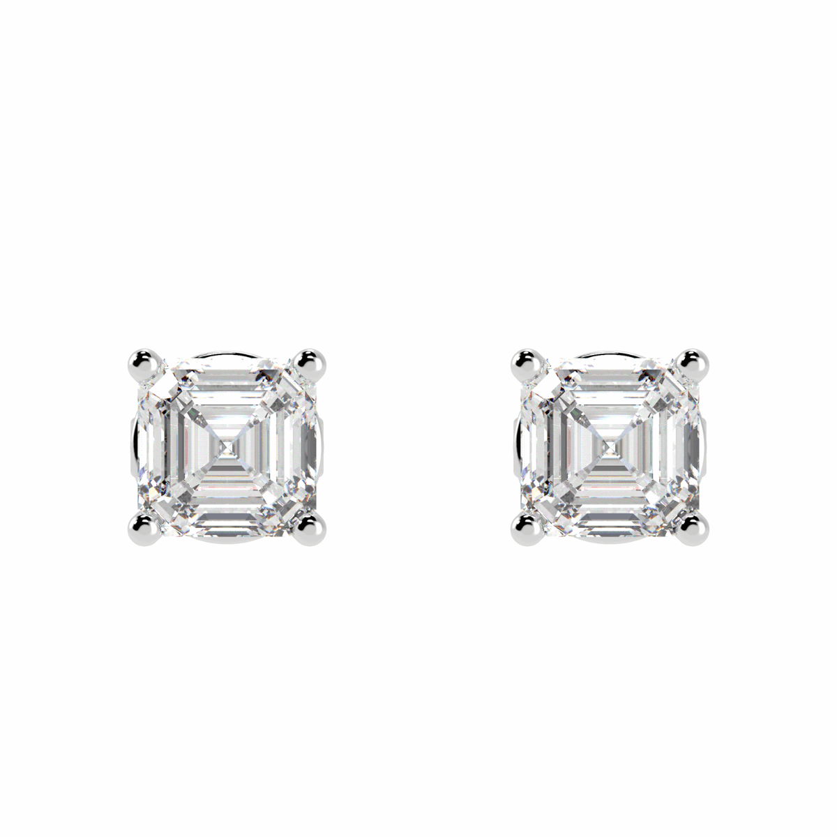 Asscher Solitaire Stud Earrings