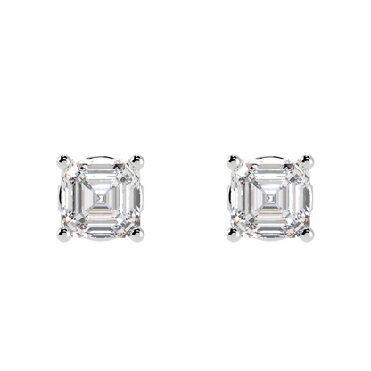 Asscher Solitaire Stud Earrings