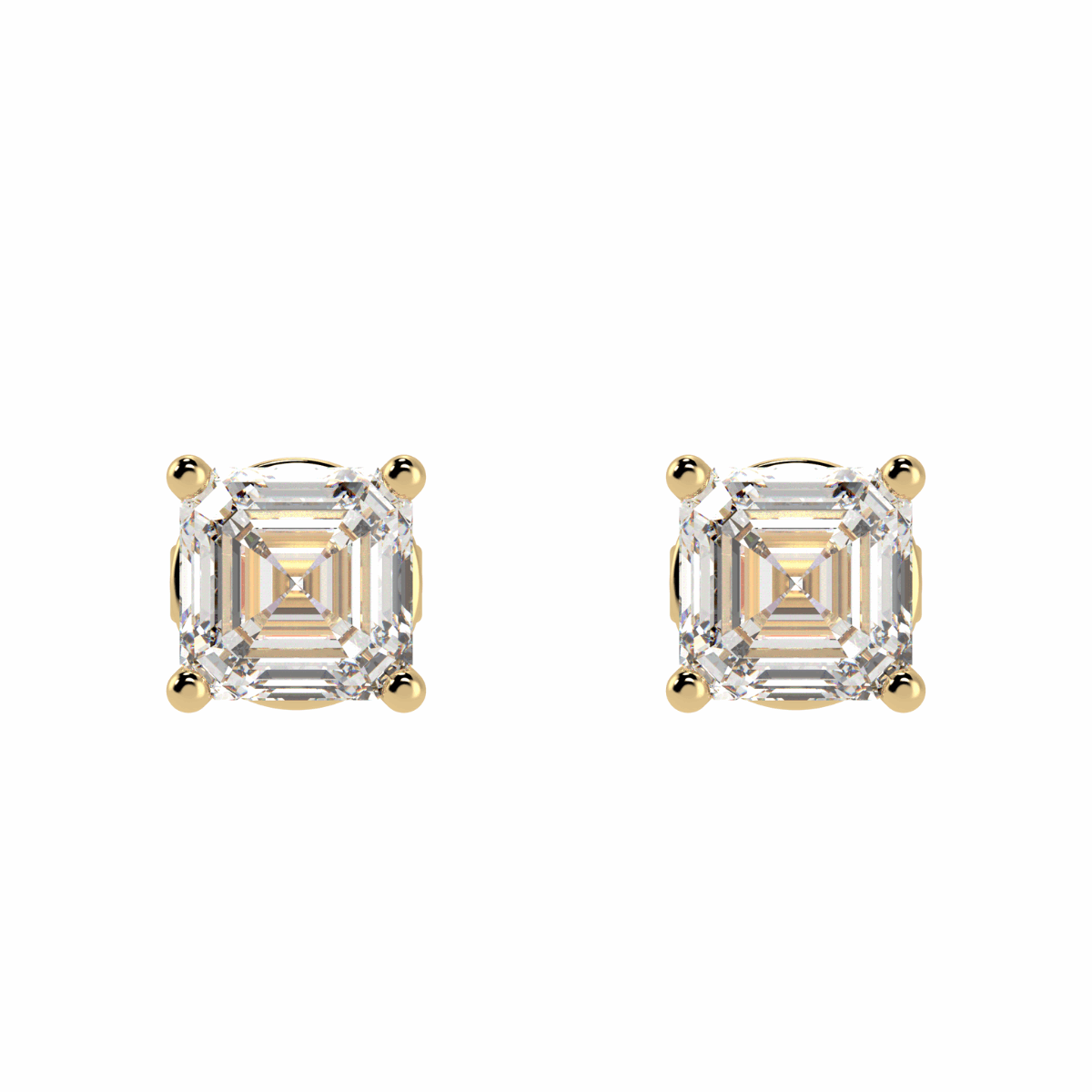 Asscher Solitaire Stud Earrings