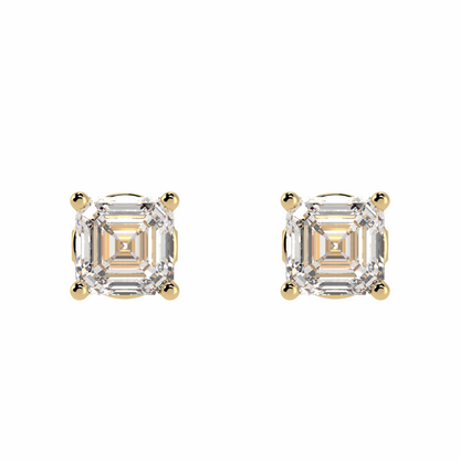 Asscher Solitaire Stud Earrings