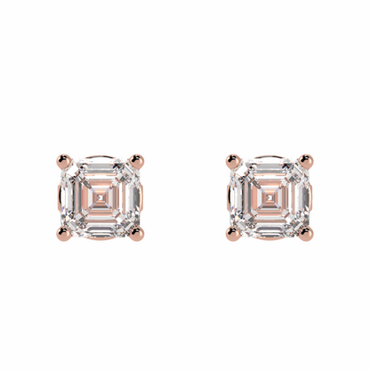 Asscher Solitaire Stud Earrings