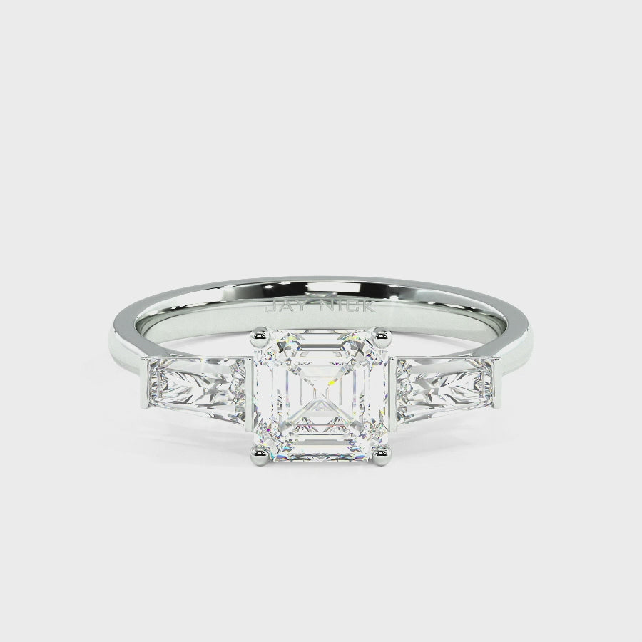 Asscher &amp; Baguette Three Stone Ring