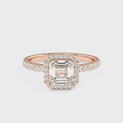 Modern Asscher Cut Halo Ring