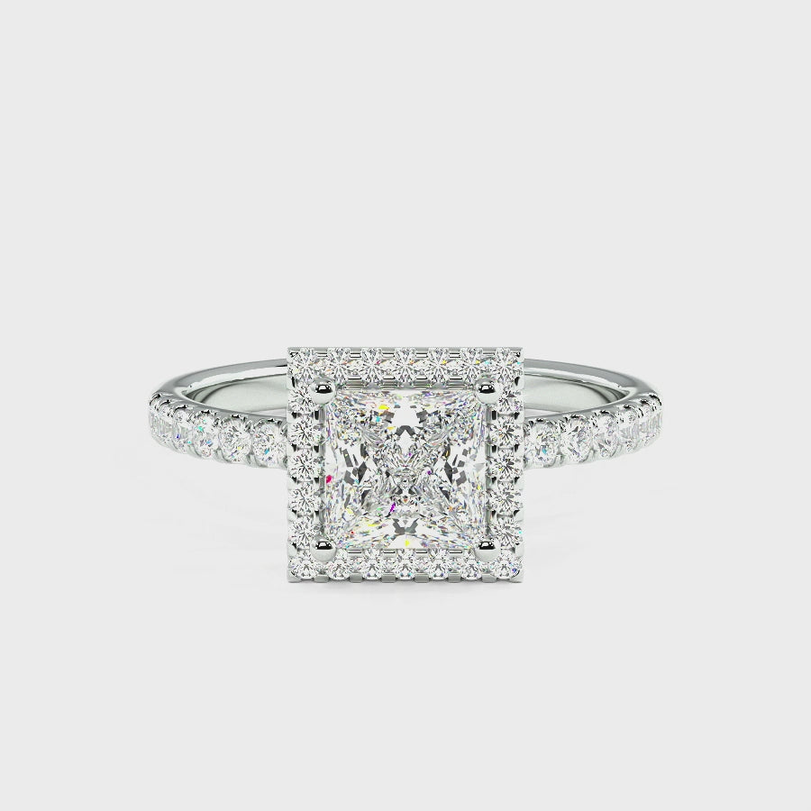 Modern Princess Cut Halo Ring