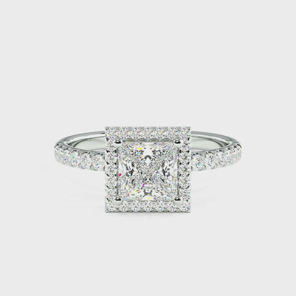 Modern Princess Cut Halo Ring