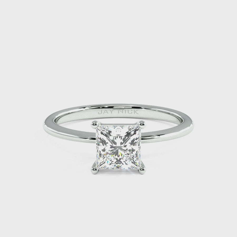 Modern Princess Cut Solitaire Ring Video