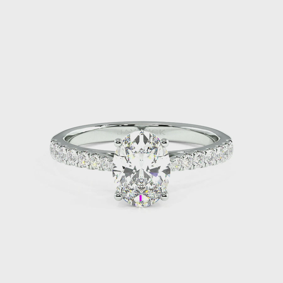 Classic Oval Diamond Shoulder Ring