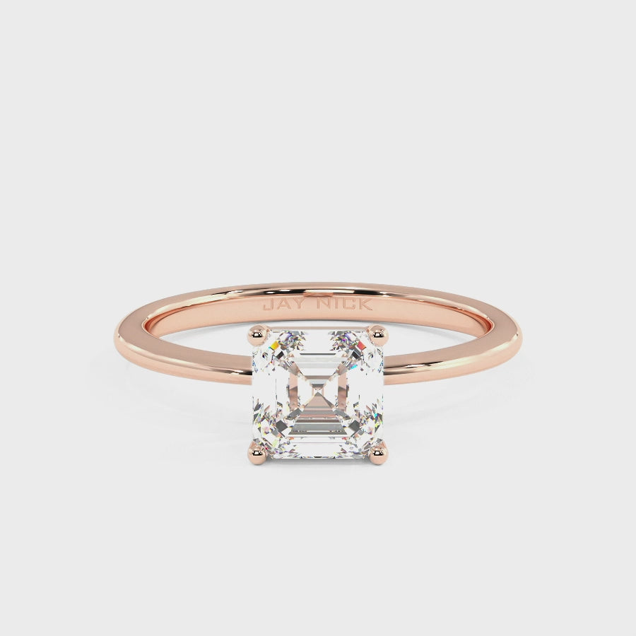 Modern Asscher Cut Solitaire Ring Video