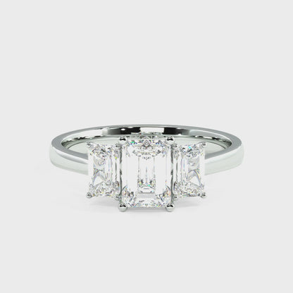 Emerald Cut Trilogy Ring