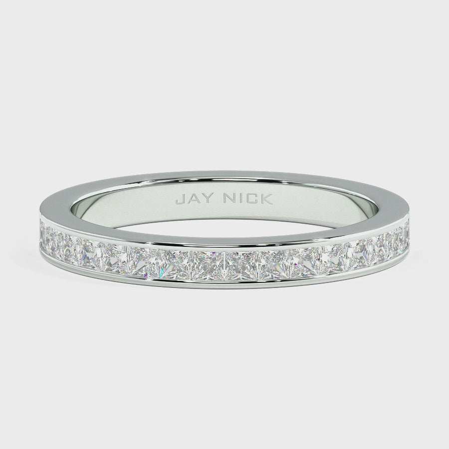 Wide Princess Cut Half Eternity Ring