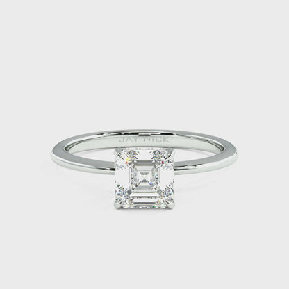 Asscher Cut Hidden Halo Ring