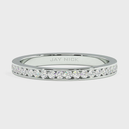 Wide Channel Set Half Eternity Ring