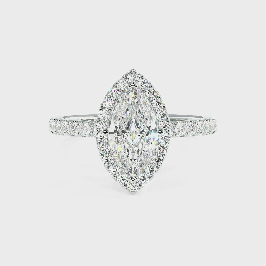 Modern Marquise Cut Halo Ring