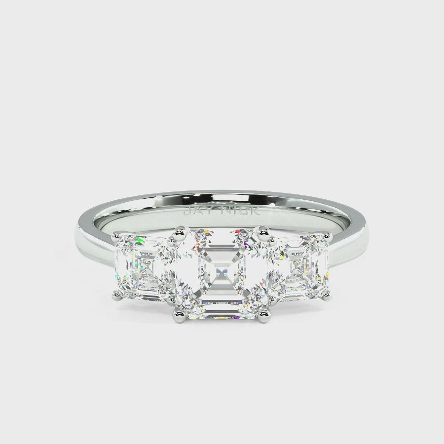 Asscher Cut Trilogy Ring