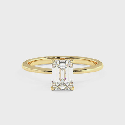 Emerald Cut Hidden Halo Ring