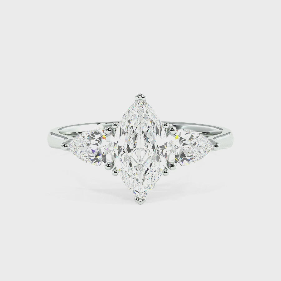 Marquise &amp; Pear Three Stone Ring