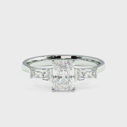 Radiant &amp; Baguette Three Stone Ring