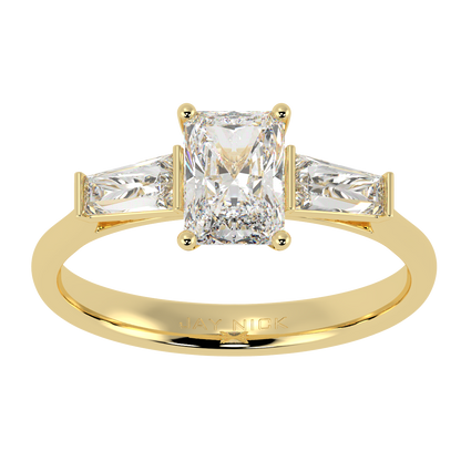 Radiant &amp; Baguette Three Stone Ring